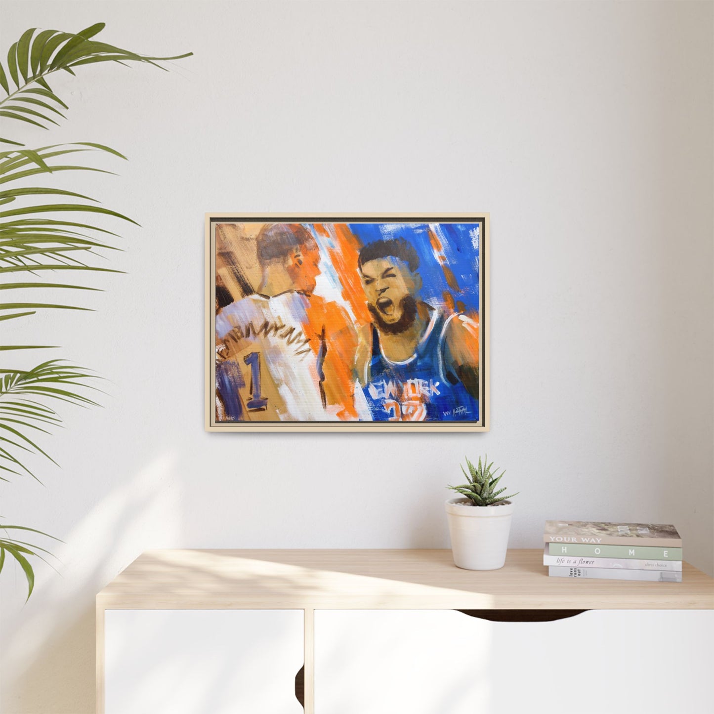Karl-Anthony Towns vs. Victor Wembanyama Finals Showdown Framed Print | New York Knicks 2026 NBA Finals Wall Art