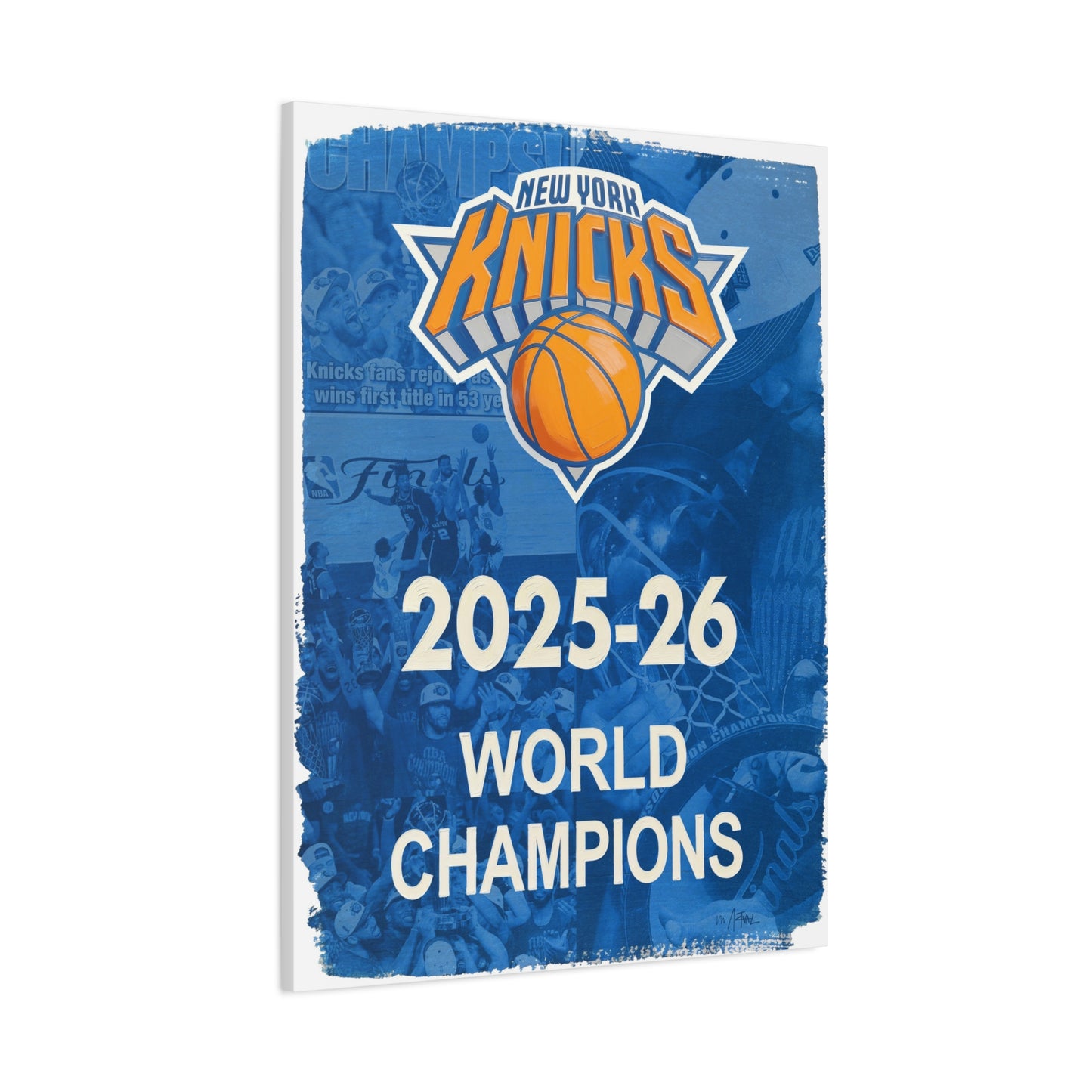 New York Knicks 2025-26 World Champions Banner Canvas Print