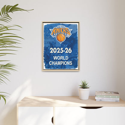 New York Knicks 2025-26 World Champions Banner Framed Canvas Print