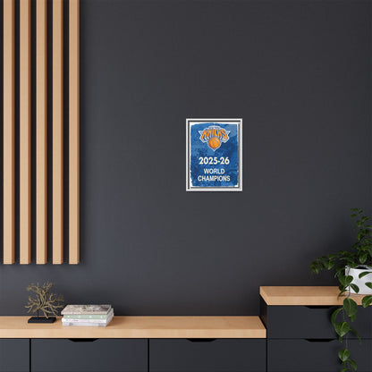 New York Knicks 2025-26 World Champions Banner Framed Canvas Print