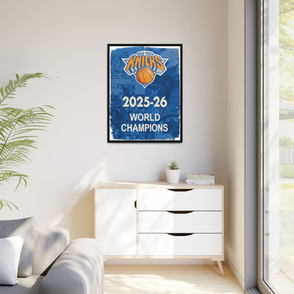 New York Knicks 2025-26 World Champions Banner Framed Canvas Print