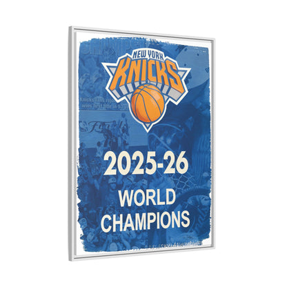 New York Knicks 2025-26 World Champions Banner Framed Canvas Print