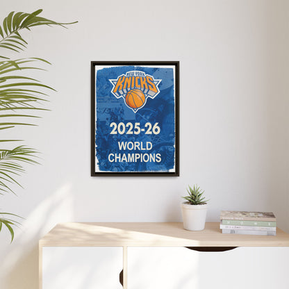 New York Knicks 2025-26 World Champions Banner Framed Canvas Print