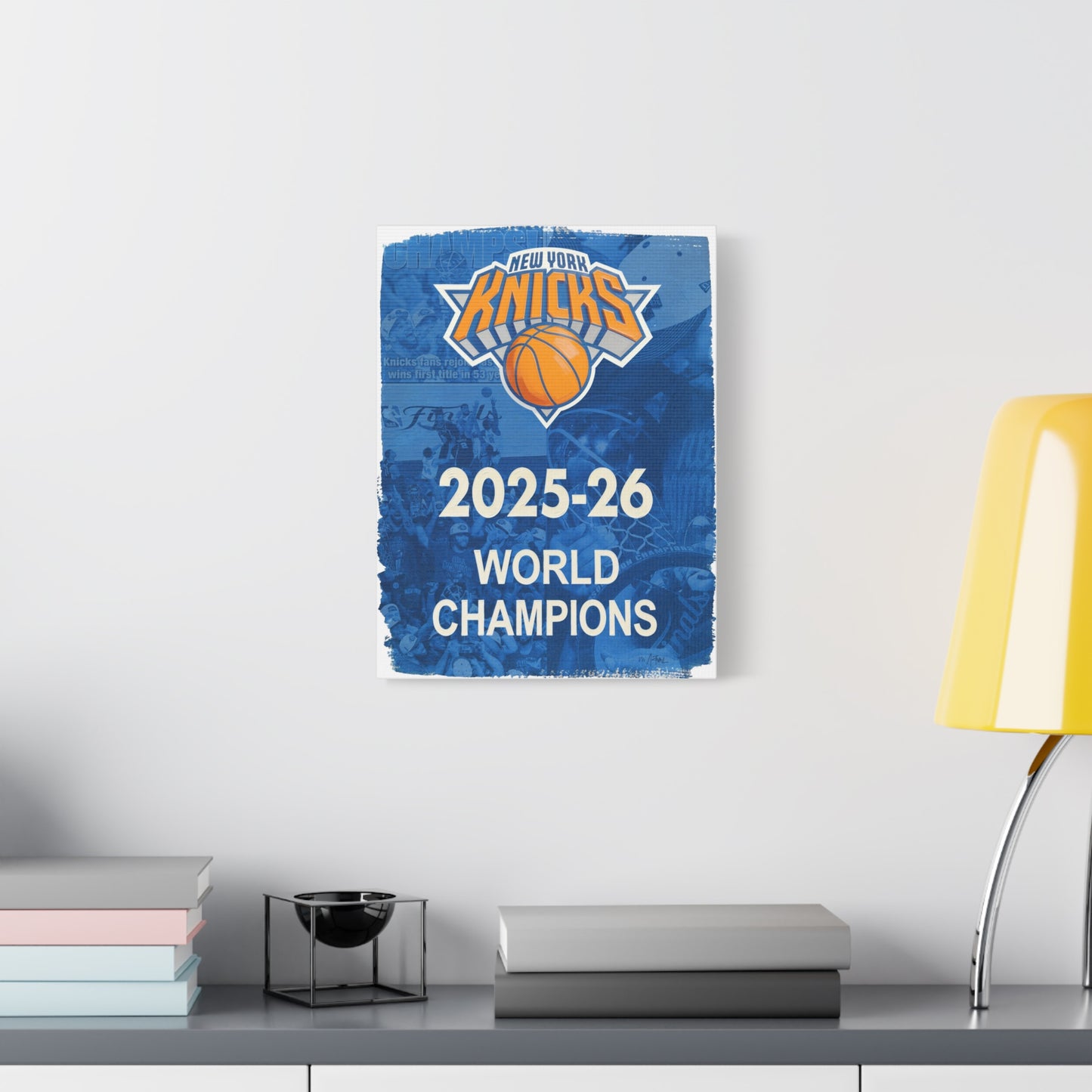New York Knicks 2025-26 World Champions Banner Canvas Print