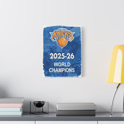 New York Knicks 2025-26 World Champions Banner Canvas Print