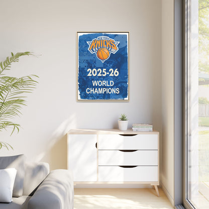 New York Knicks 2025-26 World Champions Banner Framed Canvas Print