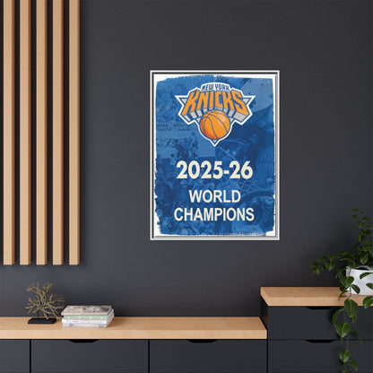 New York Knicks 2025-26 World Champions Banner Framed Canvas Print