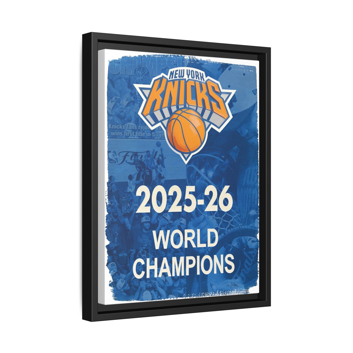 New York Knicks 2025-26 World Champions Banner Framed Canvas Print