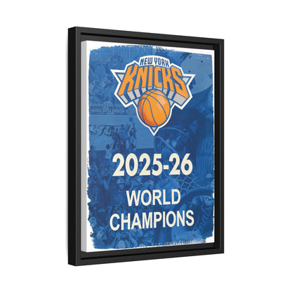 New York Knicks 2025-26 World Champions Banner Framed Canvas Print