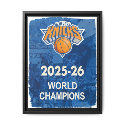 New York Knicks 2025-26 World Champions Banner Framed Canvas Print