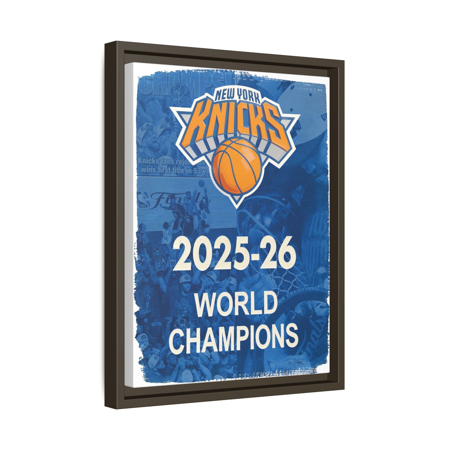 New York Knicks 2025-26 World Champions Banner Framed Canvas Print