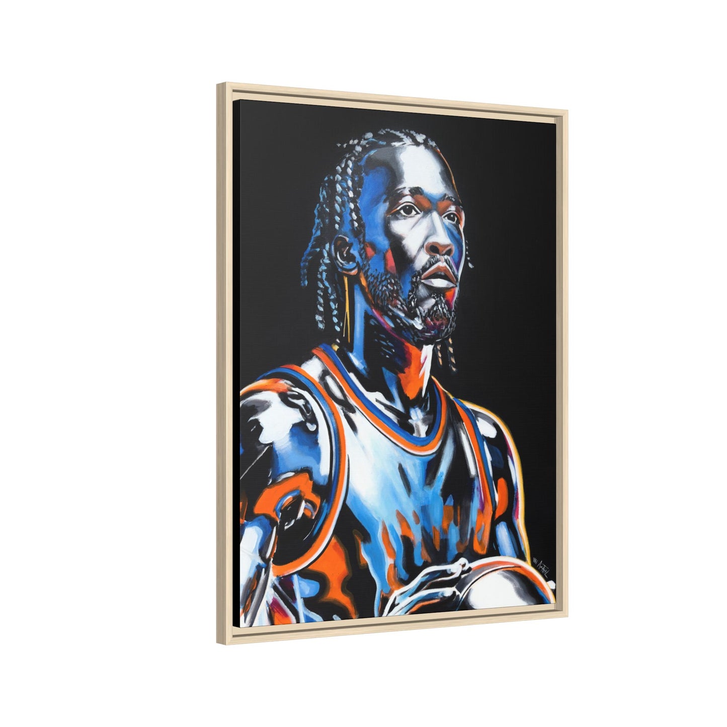 Jalen Brunson - Captain Clutch Framed Canvas Print of Original Painting