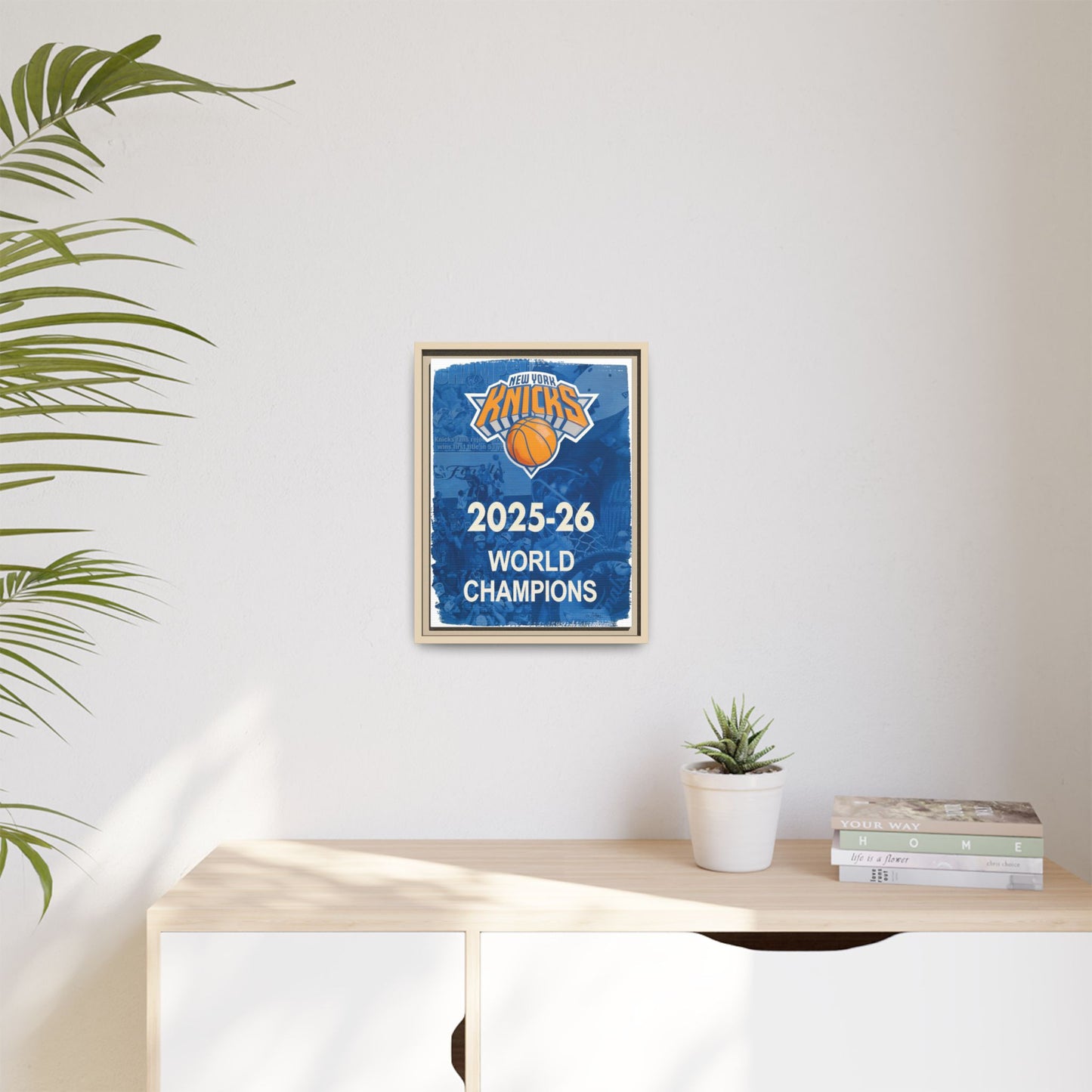 New York Knicks 2025-26 World Champions Banner Framed Canvas Print
