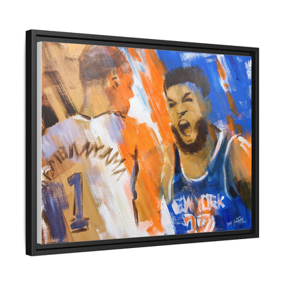 Karl-Anthony Towns vs. Victor Wembanyama Finals Showdown Framed Print | New York Knicks 2026 NBA Finals Wall Art