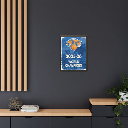 New York Knicks 2025-26 World Champions Banner Framed Canvas Print