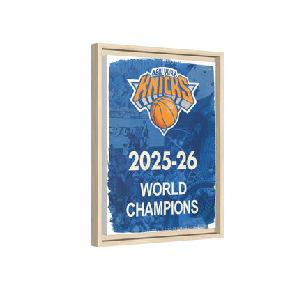 New York Knicks 2025-26 World Champions Banner Framed Canvas Print