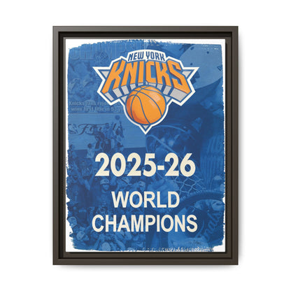 New York Knicks 2025-26 World Champions Banner Framed Canvas Print