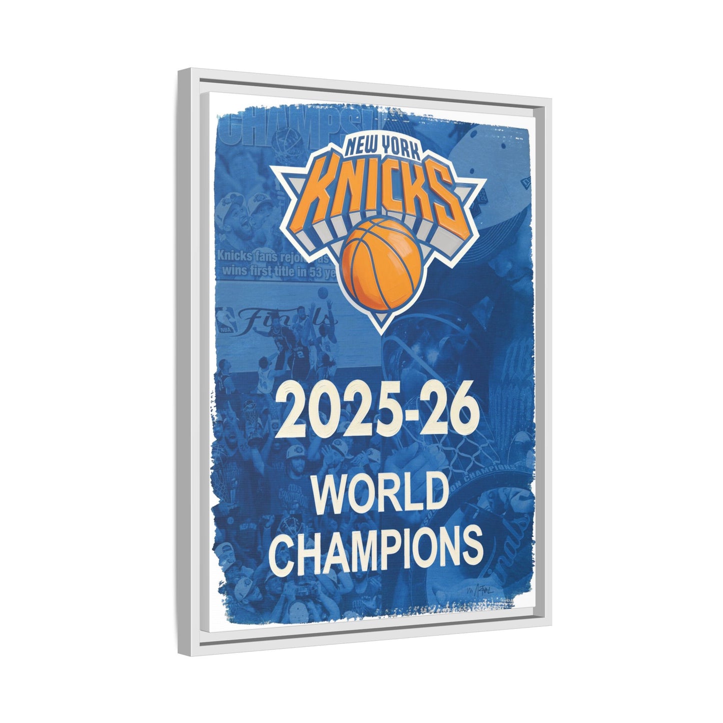 New York Knicks 2025-26 World Champions Banner Framed Canvas Print