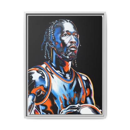 Jalen Brunson - Captain Clutch Framed Canvas Print of Original Painting