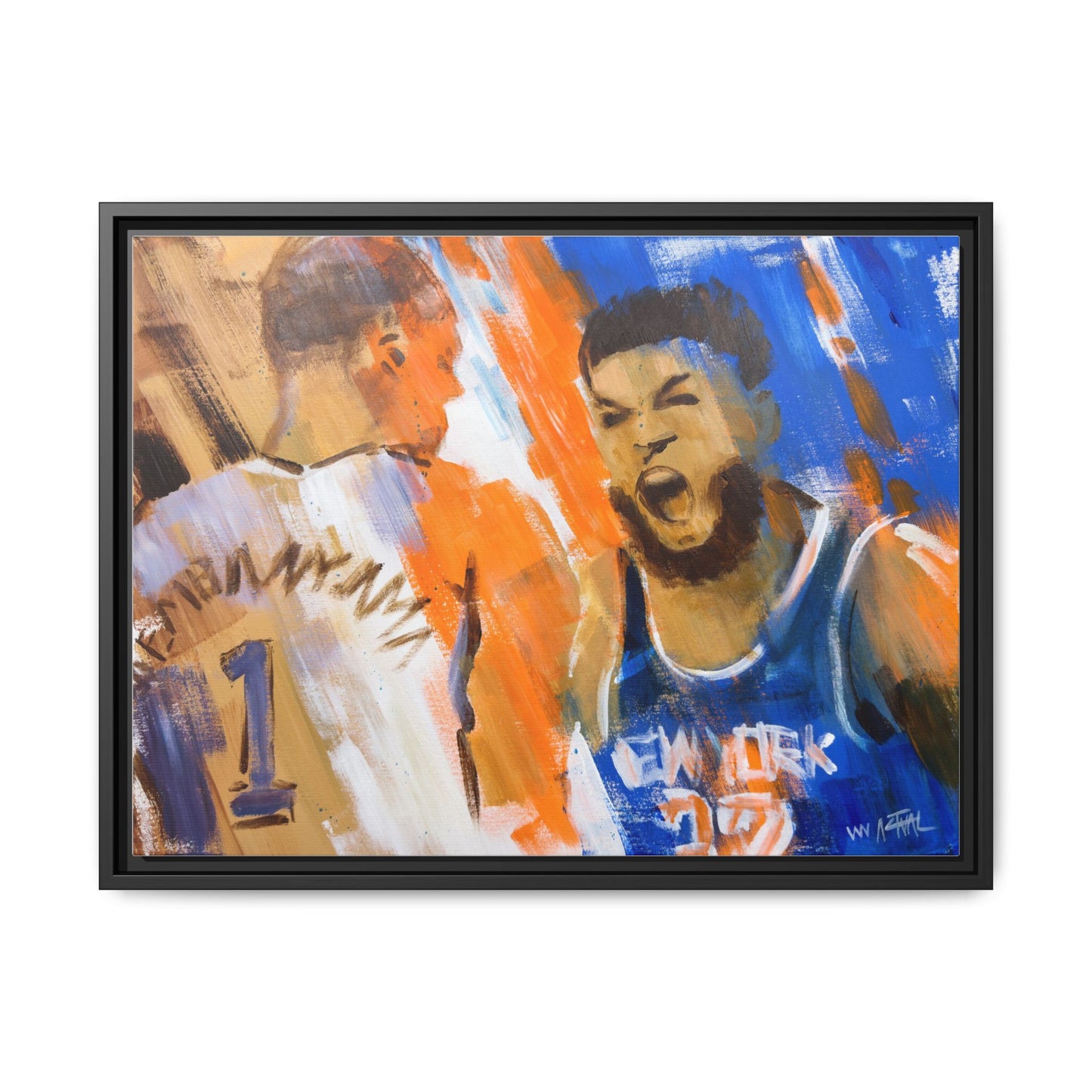 Karl-Anthony Towns vs. Victor Wembanyama Finals Showdown Framed Print | New York Knicks 2026 NBA Finals Wall Art
