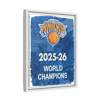 New York Knicks 2025-26 World Champions Banner Framed Canvas Print