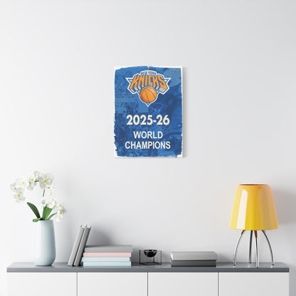 New York Knicks 2025-26 World Champions Banner Canvas Print