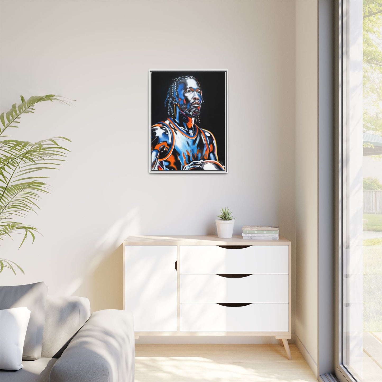 Jalen Brunson - Captain Clutch Framed Canvas Print of Original Painting