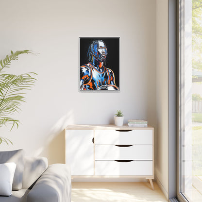 Jalen Brunson - Captain Clutch Framed Canvas Print of Original Painting
