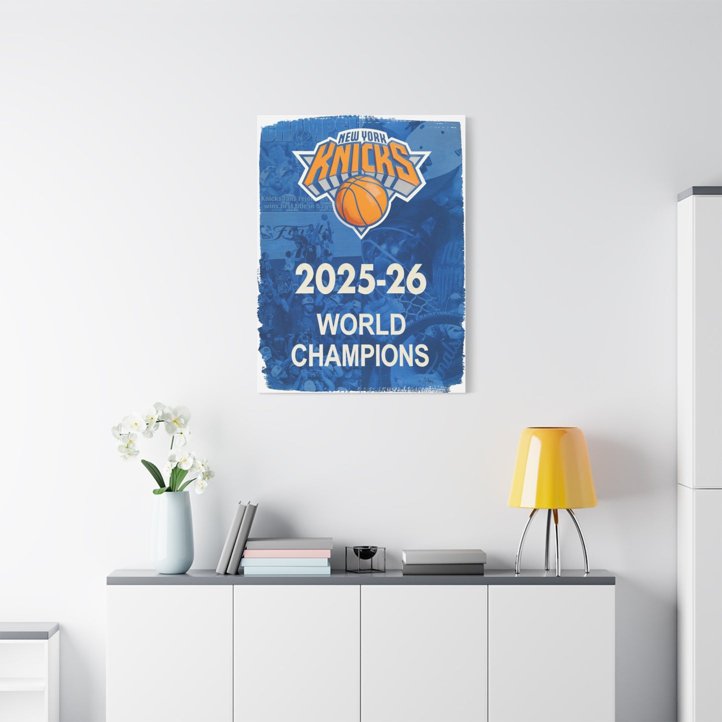 New York Knicks 2025-26 World Champions Banner Canvas Print