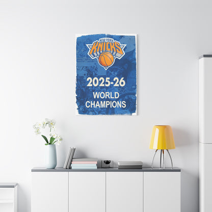 New York Knicks 2025-26 World Champions Banner Canvas Print