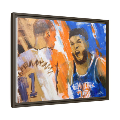Karl-Anthony Towns vs. Victor Wembanyama Finals Showdown Framed Print | New York Knicks 2026 NBA Finals Wall Art