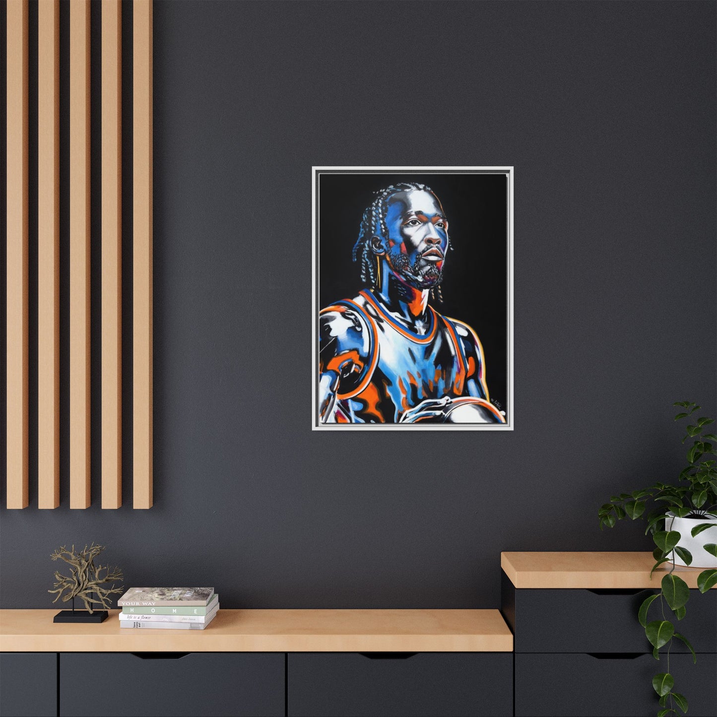 Jalen Brunson - Captain Clutch Framed Canvas Print of Original Painting