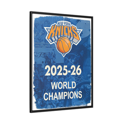 New York Knicks 2025-26 World Champions Banner Framed Canvas Print