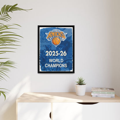 New York Knicks 2025-26 World Champions Banner Framed Canvas Print