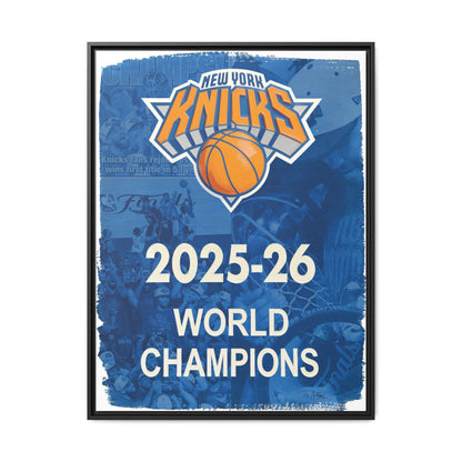 New York Knicks 2025-26 World Champions Banner Framed Canvas Print