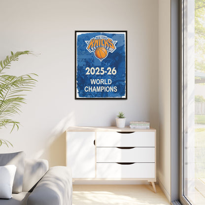 New York Knicks 2025-26 World Champions Banner Framed Canvas Print