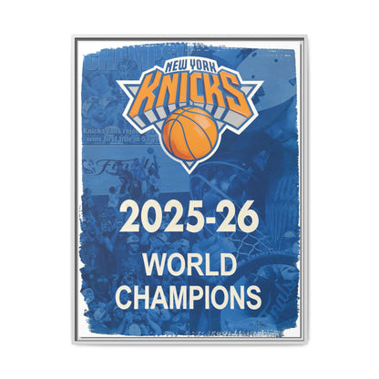 New York Knicks 2025-26 World Champions Banner Framed Canvas Print