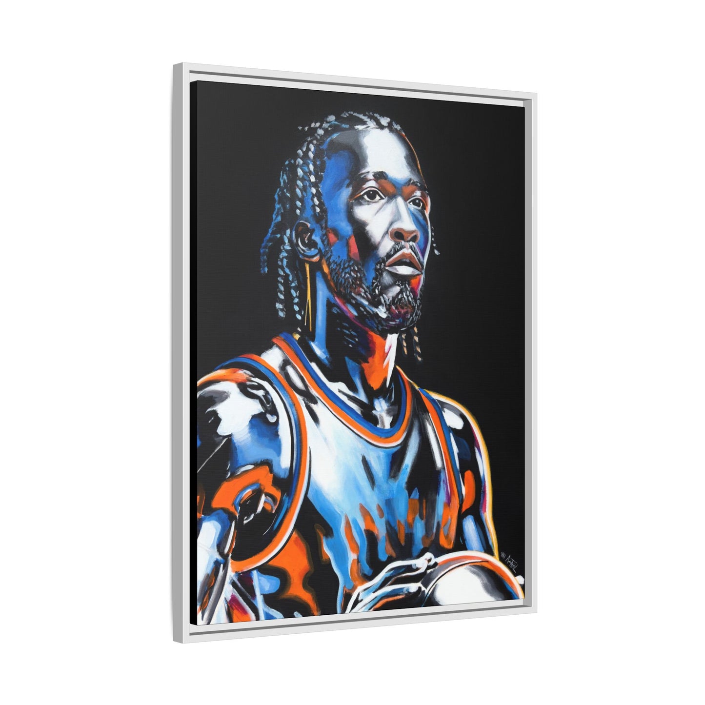 Jalen Brunson - Captain Clutch Framed Canvas Print of Original Painting