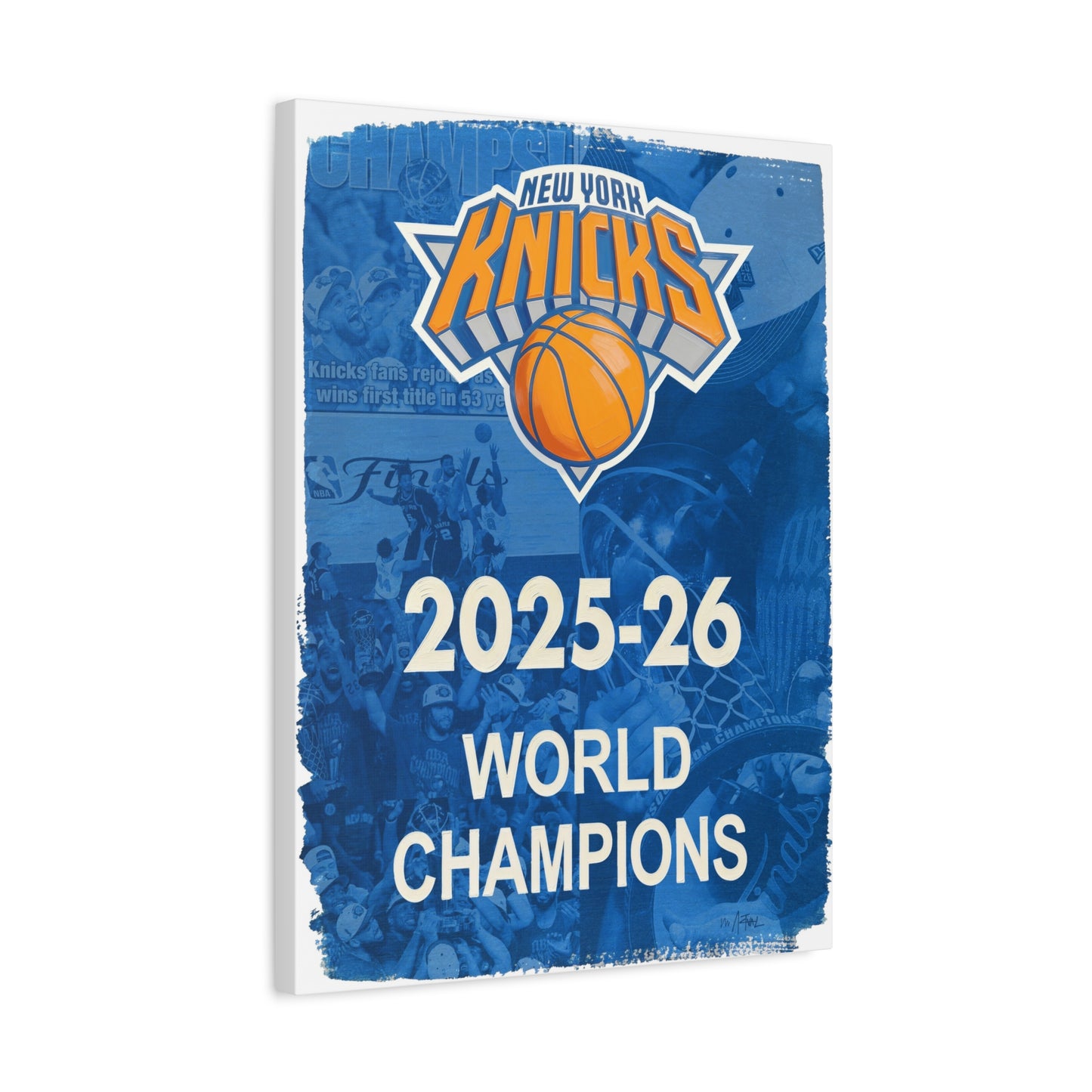 New York Knicks 2025-26 World Champions Banner Canvas Print