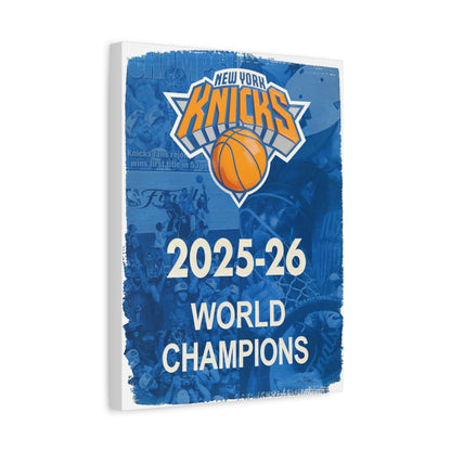 New York Knicks 2025-26 World Champions Banner Canvas Print