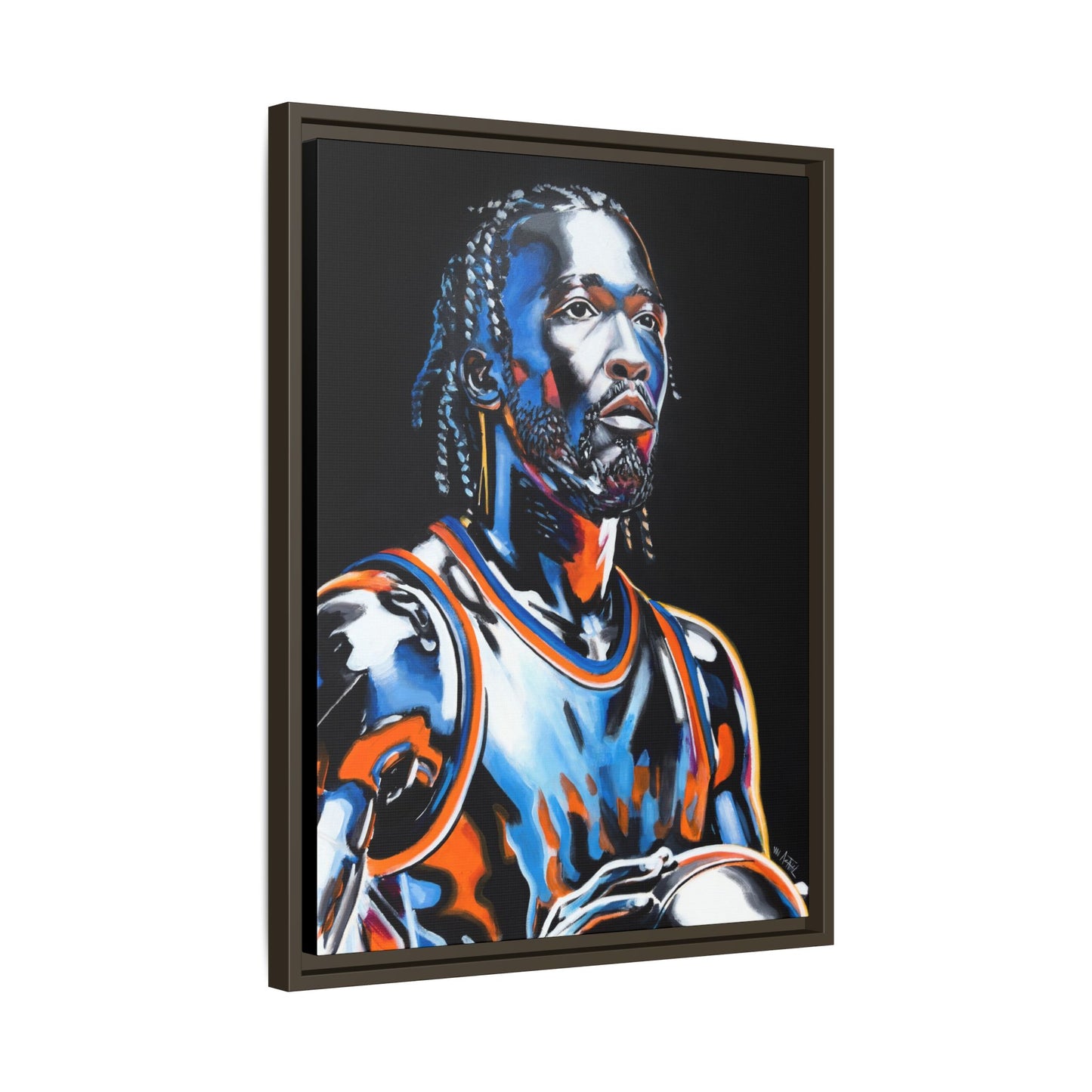 Jalen Brunson - Captain Clutch Framed Canvas Print of Original Painting