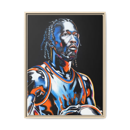 Jalen Brunson - Captain Clutch Framed Canvas Print of Original Painting