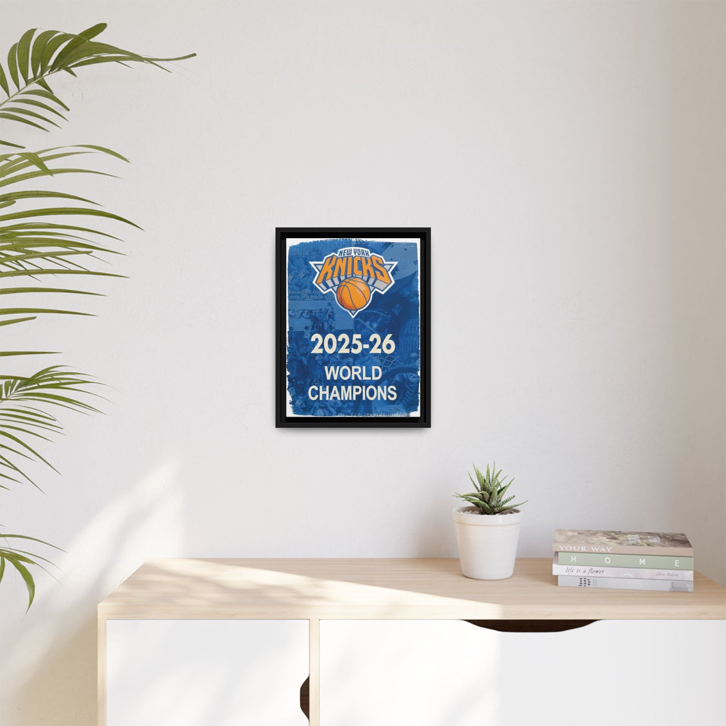New York Knicks 2025-26 World Champions Banner Framed Canvas Print