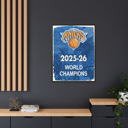 New York Knicks 2025-26 World Champions Banner Framed Canvas Print