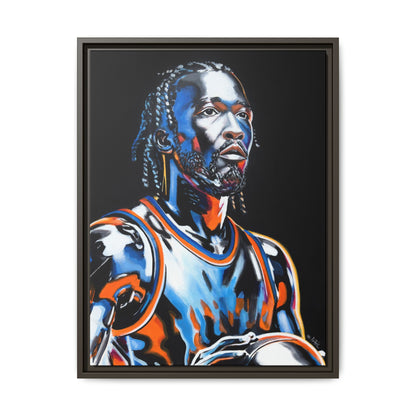 Jalen Brunson - Captain Clutch Framed Canvas Print of Original Painting