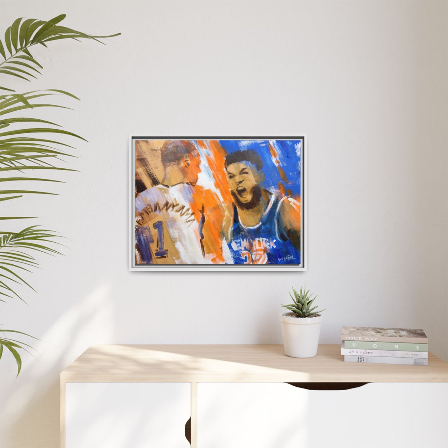 Karl-Anthony Towns vs. Victor Wembanyama Finals Showdown Framed Print | New York Knicks 2026 NBA Finals Wall Art