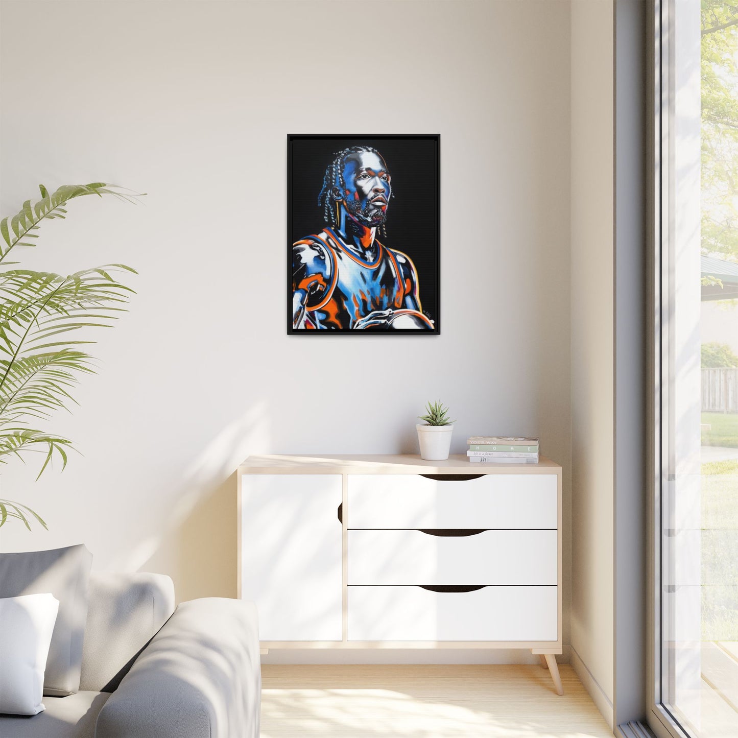Jalen Brunson - Captain Clutch Framed Canvas Print of Original Painting
