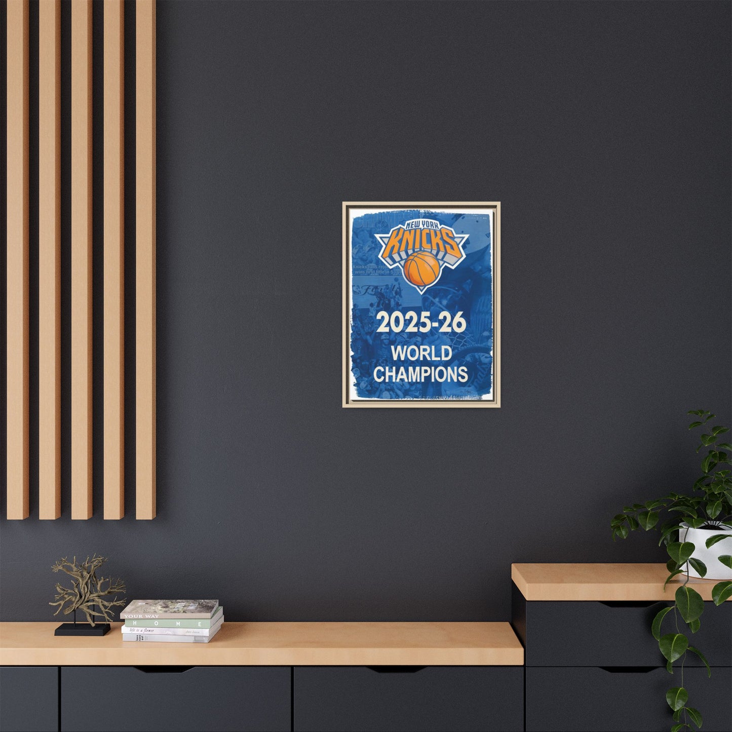 New York Knicks 2025-26 World Champions Banner Framed Canvas Print
