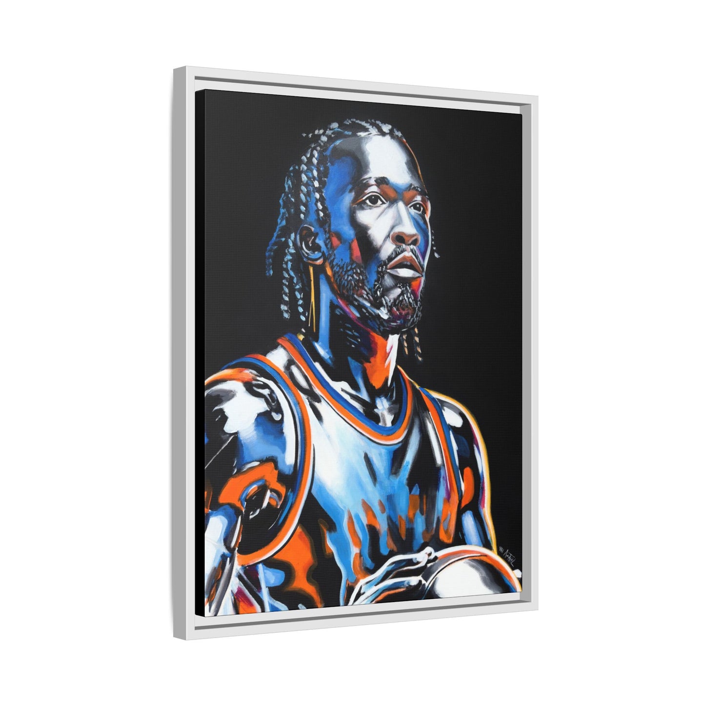 Jalen Brunson - Captain Clutch Framed Canvas Print of Original Painting