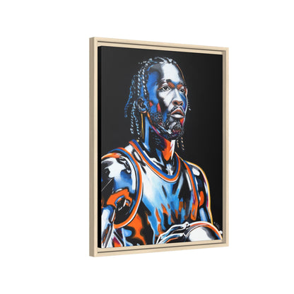 Jalen Brunson - Captain Clutch Framed Canvas Print of Original Painting